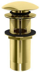 Донный клапан для раковины KOHLMAN CLICK-CLACK BRUSHED GOLD с переливом * KOREK EGDB