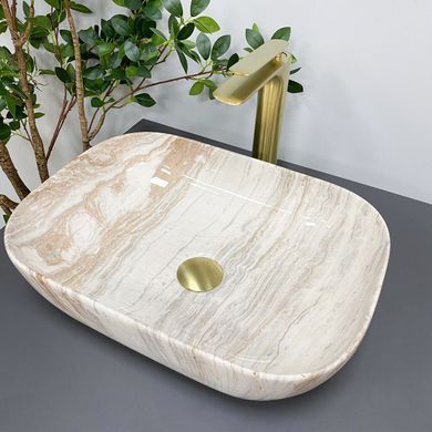 Умивальник (раковина) VBI RAVENNA TRAVERTINE GLOSSY накладний