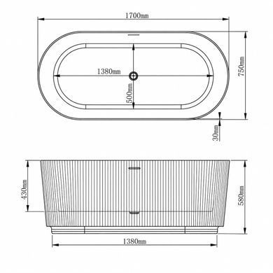 Ванна VBI LEVANNA 170 x 75 окремостояча
