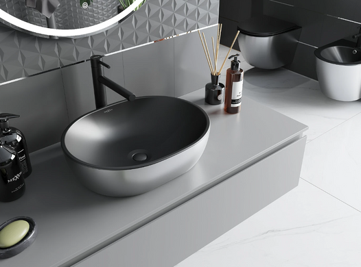 Умывальник (раковина) MEXEN VIKI SILVER BLACK MATT накладной *