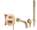 Смеситель для ванны и душа REA LUNGO BRUSHED GOLD + BOX скрытого монтажа