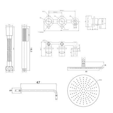 Душевая система KOHLMAN AXEL 30 GRAPHITE + BOX скрытого монтажа
