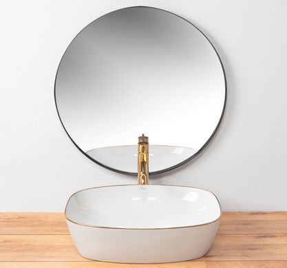 Умивальник (раковина) REA SOL WHITE GOLD EDGE накладний *