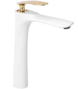 Змішувач для раковини (умивальника) REA ORBIT WHITE GOLD високий