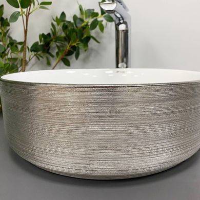 Умывальник (раковина) VBI PRATO BRUSH SILVER WHITE накладной