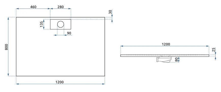 Душевой поддон REA BAZALT 80x120 LONG WHITE