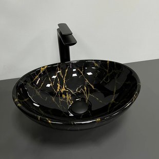 Умивальник (раковина) VBI PARMA MARBLE BLACK GLOSSY накладний