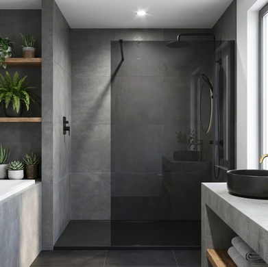Душевая стенка REA FLEXI 130 GREY BLACK