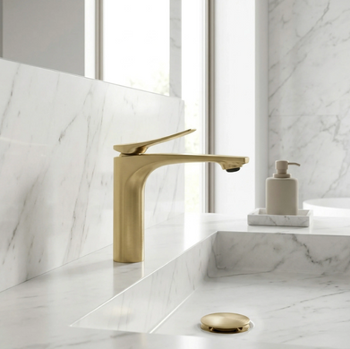 Смеситель для раковины REA VISION BRUSHED GOLD низкий
