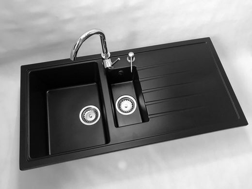 Кухонная мойка GRANITAN SOLARIS BLACK черная с белым вкраплением *
