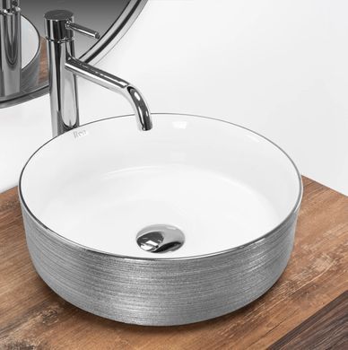 Умивальник (раковина) REA SAMI BRUSHED SILVER WHITE накладний