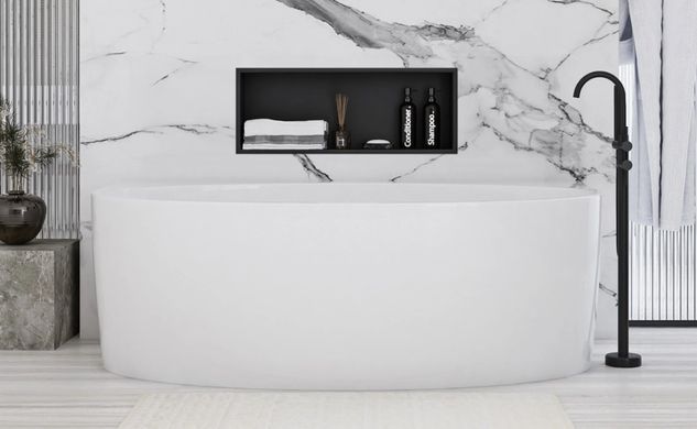 Встраиваемая полка REA 30X60 BLACK MATT с ободком