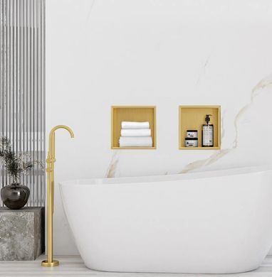 Встраиваемая полка REA 30X30 BRUSHED GOLD с ободком