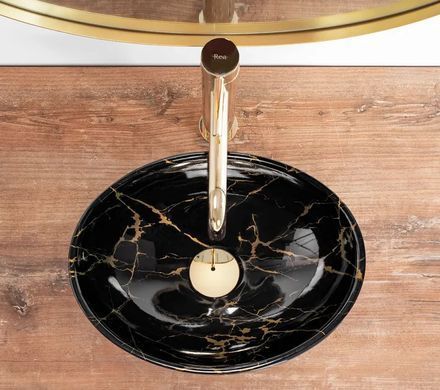 Умывальник (раковина) REA SOFIA MINI BLACK MARBLE SHINY накладной