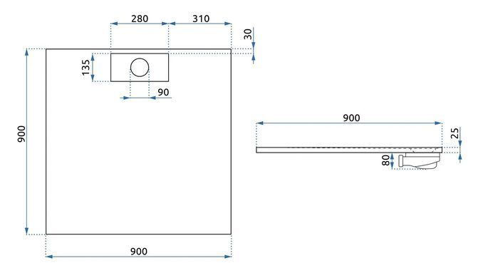 Душовий піддон REA BAZALT 90x90 BLACK